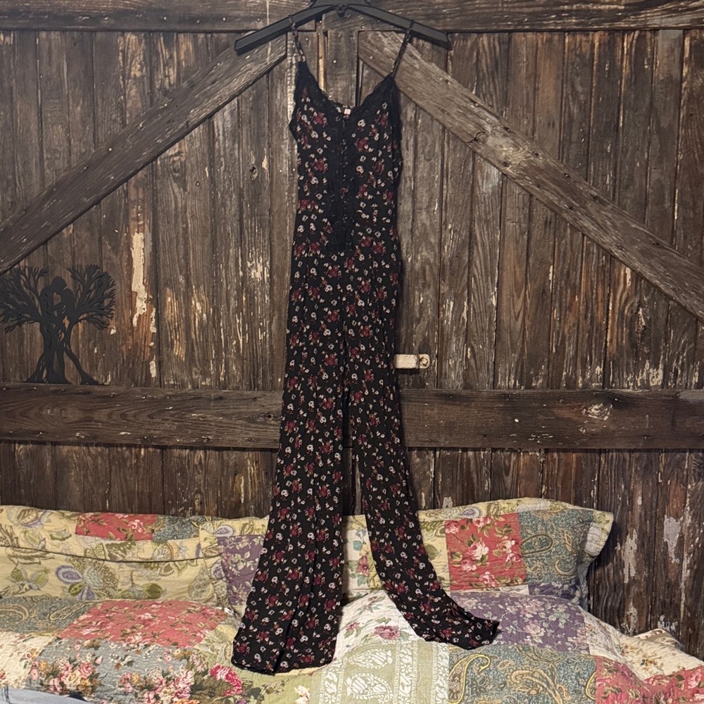 Xhilaration Black Floral Jumpsuit